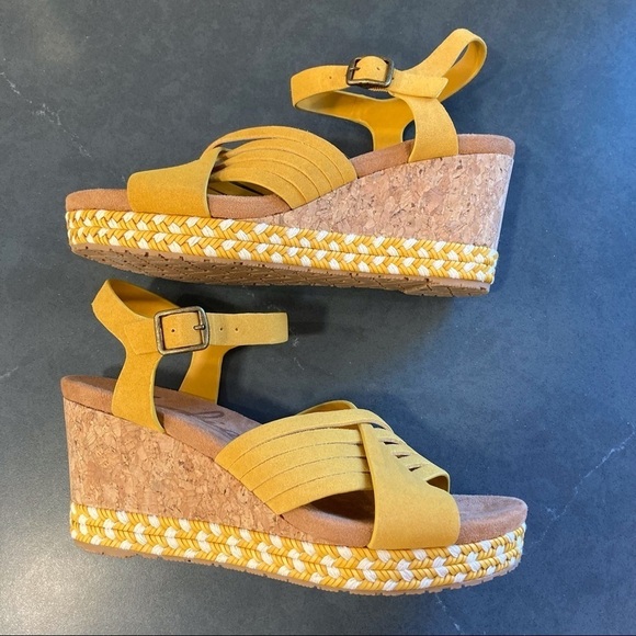 NWT Zodiac sz 8 Paola yellow suede cork wedge sandals - Picture 13 of 14